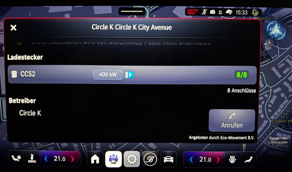 A display showing the charging status availability